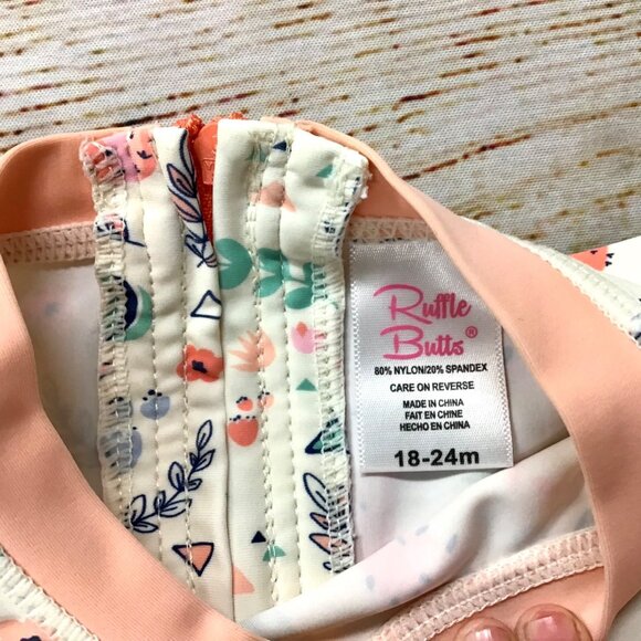 Ruffle Butts Toddler Girls UPF 50+ Long Sleeve Rash Guard SwimsuitSize 18-24M - Picture 3 of 14